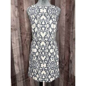 Banana Republic Mini Geometric Overlay Sleeveless Dress Blue White size 0 Petite